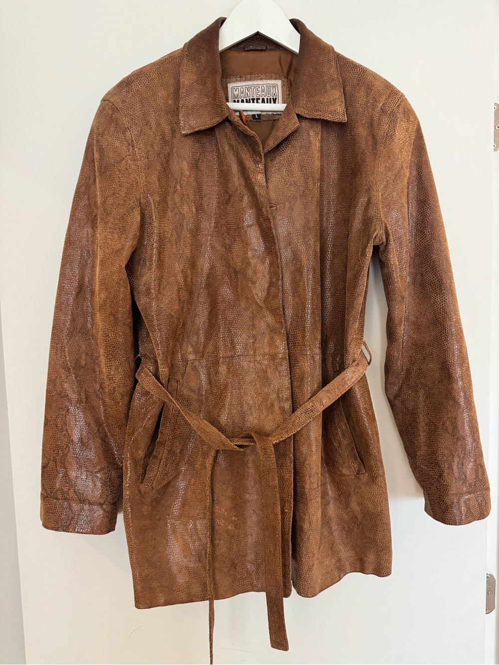 Vintage Brown leather Belted Jacket